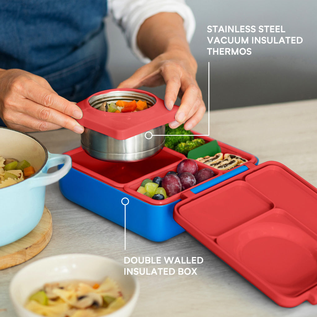 OmieBox hot & cold - Lunchbox s vyjímatelnou termonádobou Červená