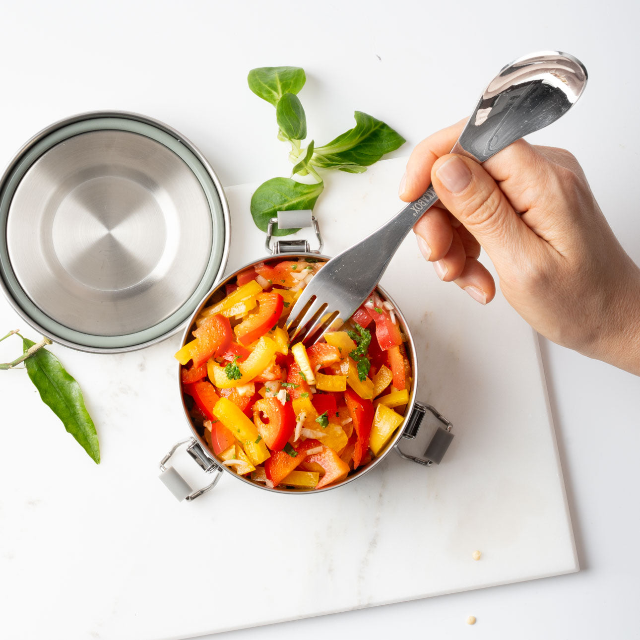 Velká nerezová vidličko-lžička stříbrná