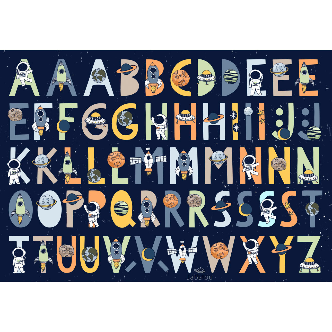 Voděoodolné nálepky písmenka - vesmír