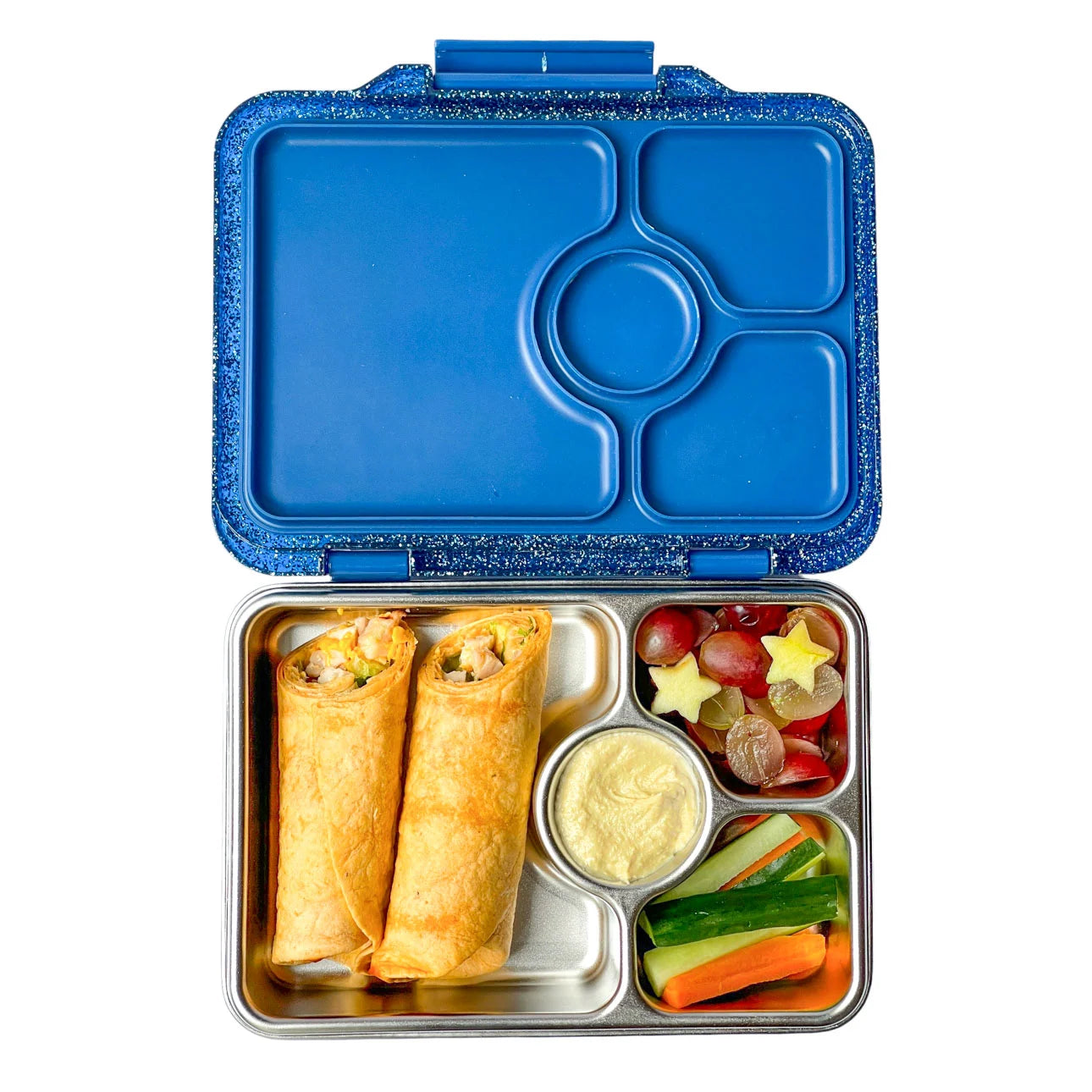 Yumbox Prêt nerez 4 oddělení - pařížská modrá s třpytkami