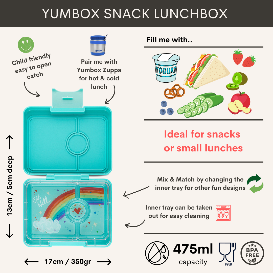 Yumbox Snack 3 oddělení aqua s třpytkami