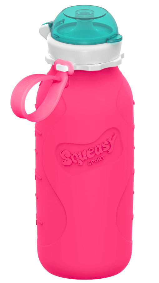 Squeasy Snacker Sport - silikonová láhev 470ml růžová