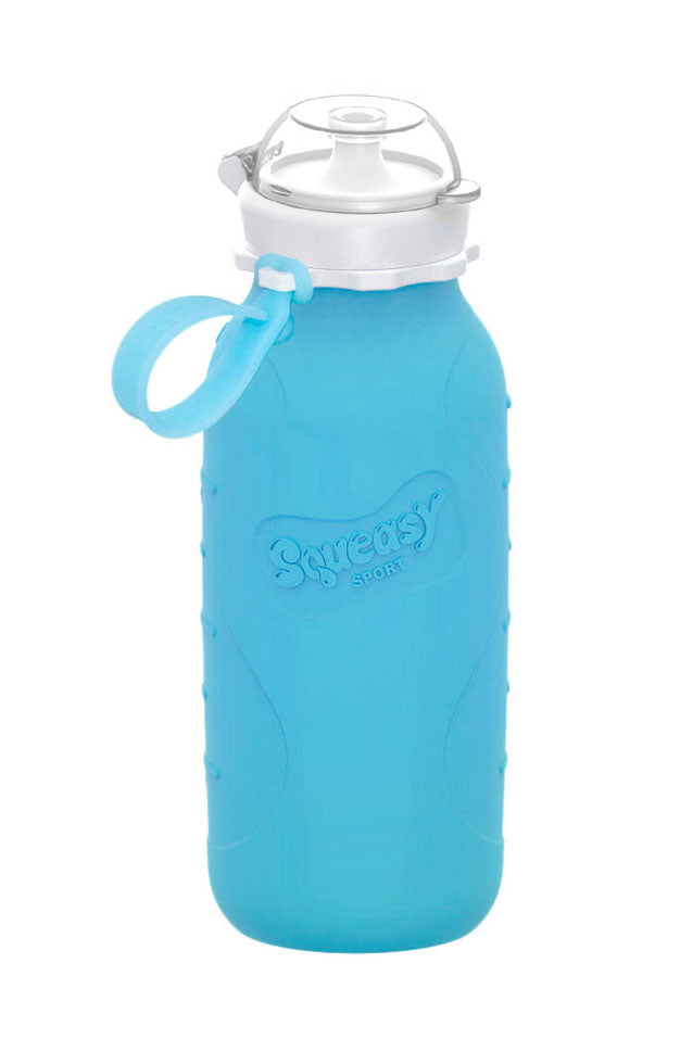 Squeasy Snacker Sport - silikonová láhev 470ml modrá