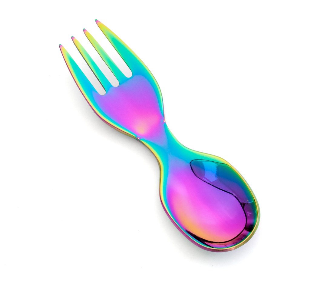 Mini nerezová vidličko-lžička duhová