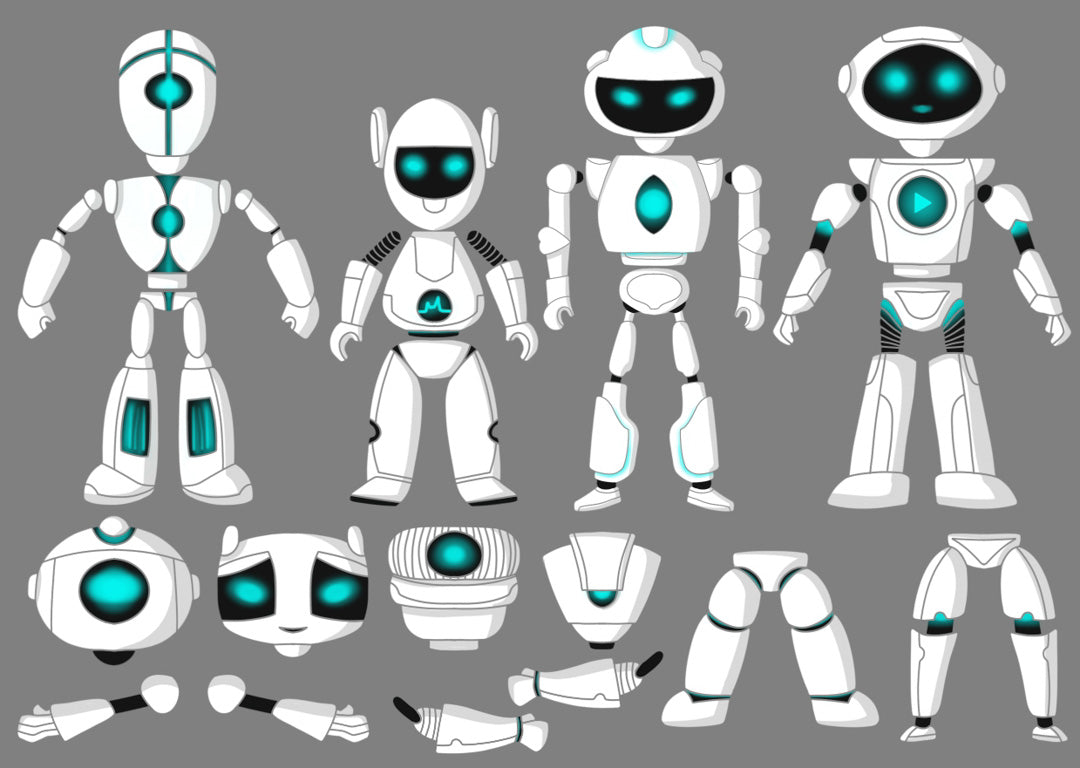 Voděodolné nálepky Roboti