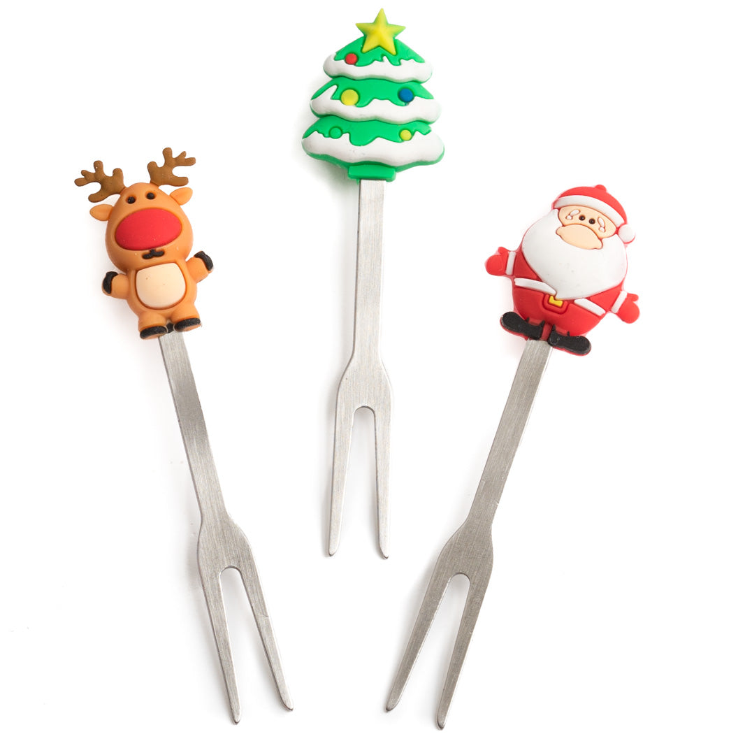 Set 3 vánočních nerezových napichovátek (dlouhé)